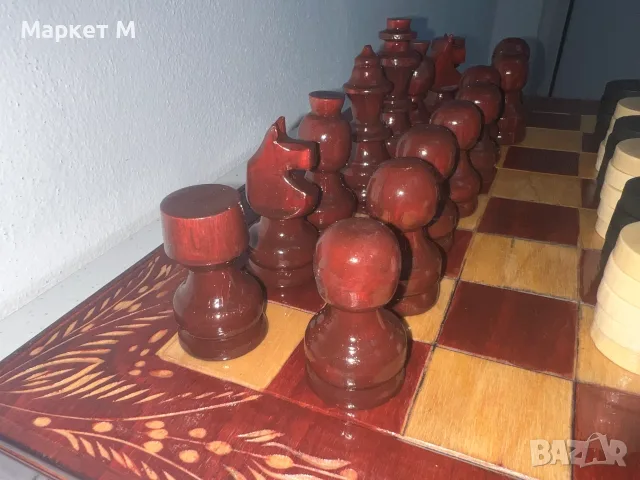 Голям Дървен шах 44 х 44 см. и табла, снимка 6 - Други спортове - 50580622