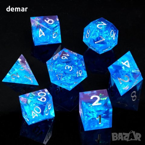 HKDZ DND Комплект зарове Resin Dice с кутия и чанта за зарове, снимка 4 - Други игри - 44151520
