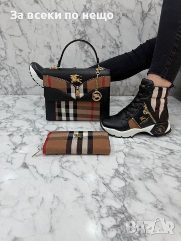 Burberry Дамски Комплект Маратонки Чанта И Портмоне Бърбъри - Налични Различни Цветове Код SK318, снимка 5 - Чанти - 52598704