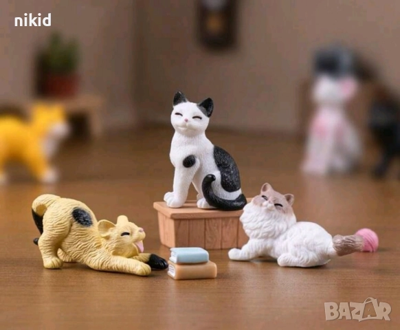 6 бр коте котки котета котенца малки фигурки играчки фугурка за игра и украса торта от смола, снимка 3 - Фигурки - 51672173