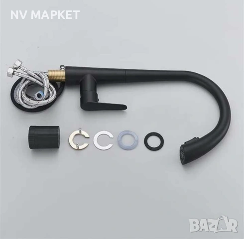 Смесител за кухненска мивка черен мат, снимка 4 - Смесители - 53837352