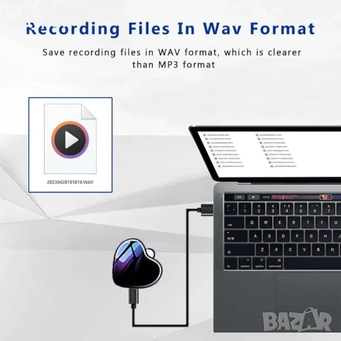 Мини гласов рекордер, цифров гласово активиран рекордер с колие, снимка 4 - Друга електроника - 50676149