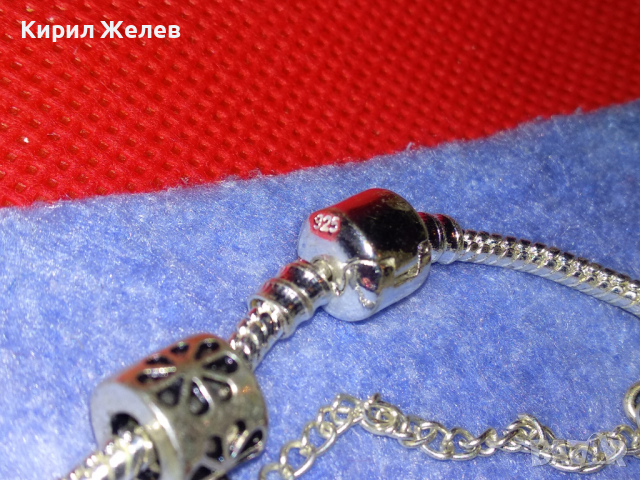 КРАСИВА ФЛОРАЛНА ПОСРЕБРЕНА МЕДНА АРТ ГРИВНА с ЦВЕТНО СТЪКЛО - РЕПЛИКА на ПАНДОРА МАРКИРАНА 44195, снимка 9 - Гривни - 44756046