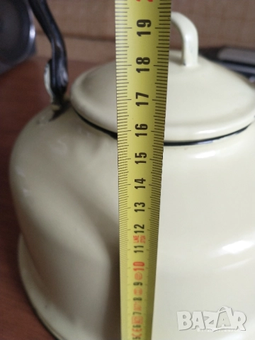 Заглавие: Ретро емайлиран чайник 3.5 л — жълт, 1992 г. , снимка 5 - Антикварни и старинни предмети - 52343235