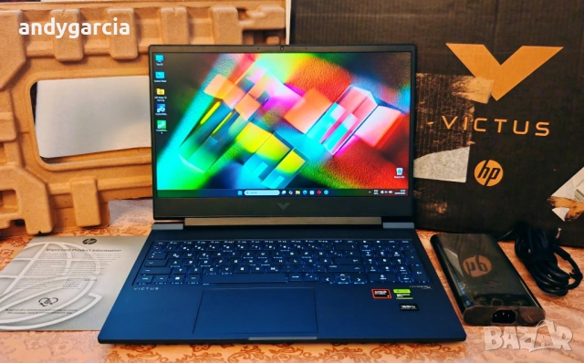 NVidia RTX 4070 8GB/AMD Ryzen 7 8845HS/16GB RAM/1TB SSD NVME/16 IPS 165Hz/HP Victus 16 Gaming геймър, снимка 2 - Лаптопи за игри - 53858589