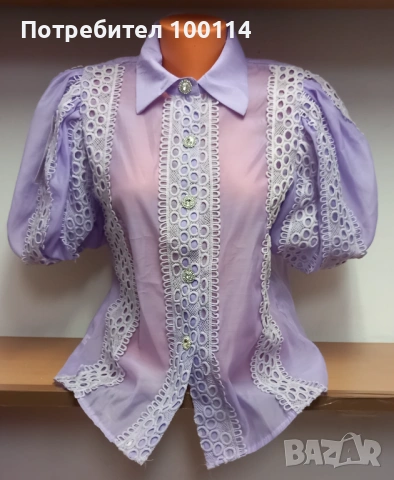 Дамски ризи с плетени дантела , снимка 4 - Ризи - 53616041