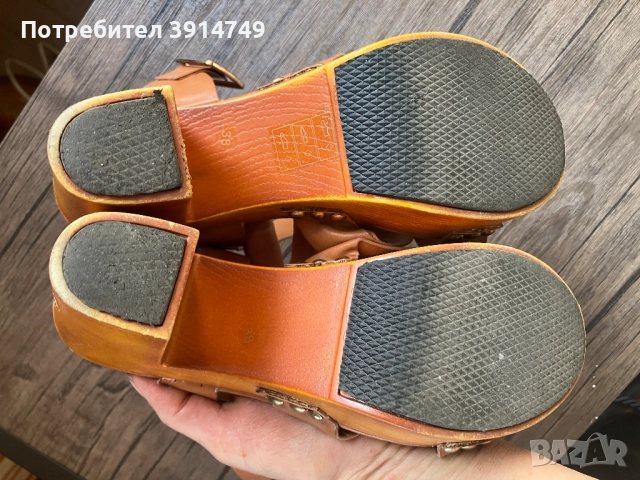 Кожени сандали, висококачествена изработка, с платформа и висок ток в чудесно състояние, 38, снимка 8 - Дамски елегантни обувки - 51729116