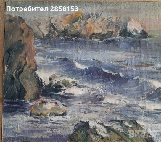 Картина Море  на худ.Димо Николов1898-1984, снимка 3 - Антикварни и старинни предмети - 51216048