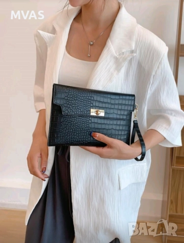 Нов плосък дамски черен клъч за ръка несесер