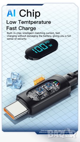 Essager Кабел USB към Type-C 100W бързо зареждане 1м, снимка 4 - USB кабели - 41825706