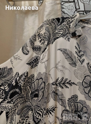 Стилна и Елегантна-Макси Риза в бежаво с флорален мотив!, снимка 6 - Ризи - 52664590