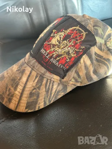 Камуфлажна шапка с нашивки METALLICA & SLAYER и велкро закопчаване, снимка 4 - Шапки - 48558440
