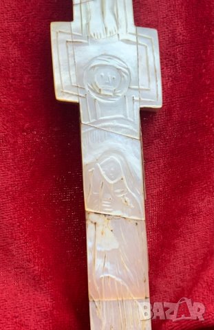 Голям божигробски седефен кръст от 19-ти в., снимка 4 - Антикварни и старинни предмети - 39863891