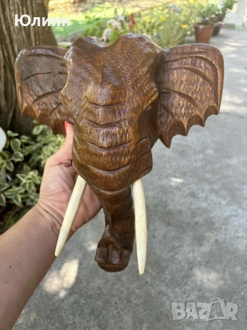 Слонска глава от тиково дърво , снимка 6 - Декорация за дома - 51580967