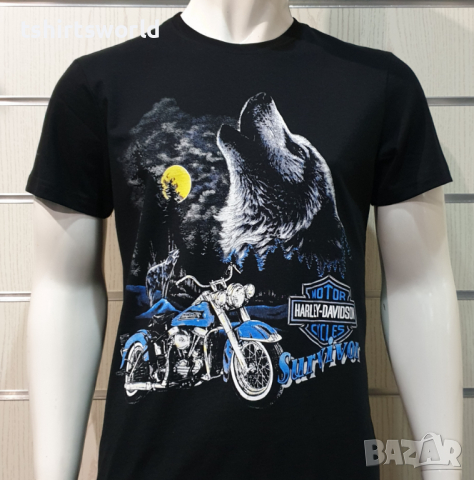Нова мъжка тениска с дигитален печат HARLEY DAVIDSON -Вълк (Wolf), Survivor , снимка 3 - Тениски - 36178206