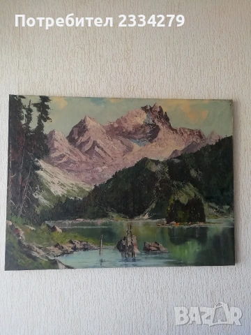 Стари авторски картини ,,Алпийски пейзаж на езерото Кьонигзес", снимка 12 - Картини - 53757638