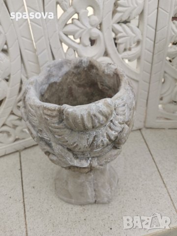 Саксия/ ваза антична цементна 18 х 15 см нова, снимка 3 - Саксии и кашпи - 40508890