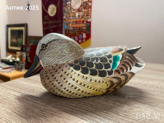 Ръчно изработена дървена патица, снимка 2 - Антикварни и старинни предмети - 52242685