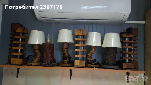 Декоративни лампи от масив (маслина), снимка 3 - Настолни лампи - 39650585