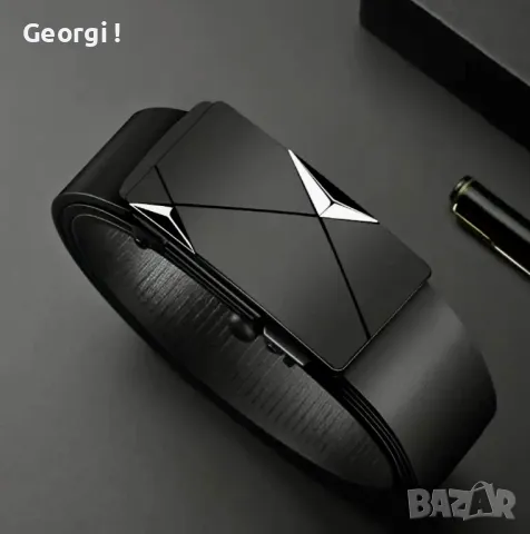 Официални Мъжки колани с 3ри модела автоматична катарама / Черна естествена кожа!!, снимка 3 - Колани - 49756764