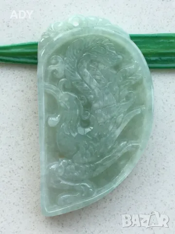 ЕСТЕСТВЕН НЕФРИТ  -АМУЛЕТ, ВИСУЛКА - ФЕНИКС