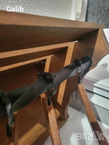  Закачалка от ковано желязо и масивно дърво, снимка 8 - Закачалки - 52796092