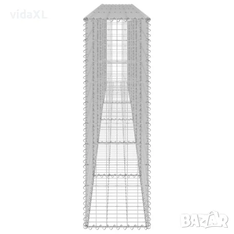 vidaXL Габионна стена с капаци, поцинкована стомана, 300x30x100 см, снимка 5 - Огради и мрежи - 56146096