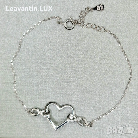 Сребърна гривна Сърце, снимка 4 - Гривни - 53249624