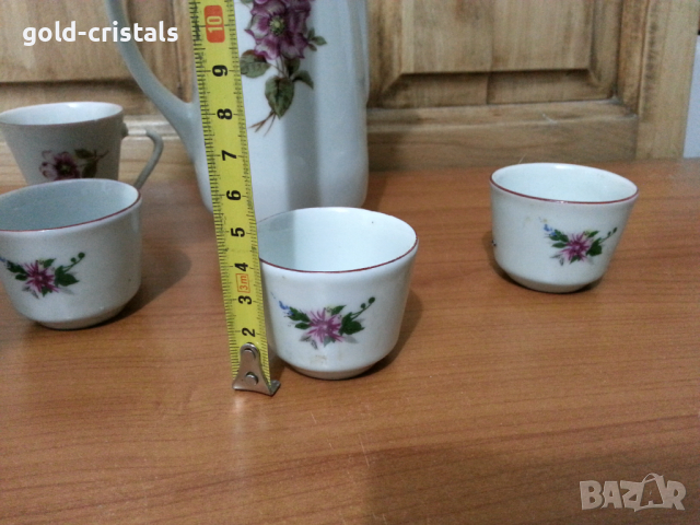 Стар български порцелан каничка с чашки, снимка 6 - Антикварни и старинни предмети - 36118895