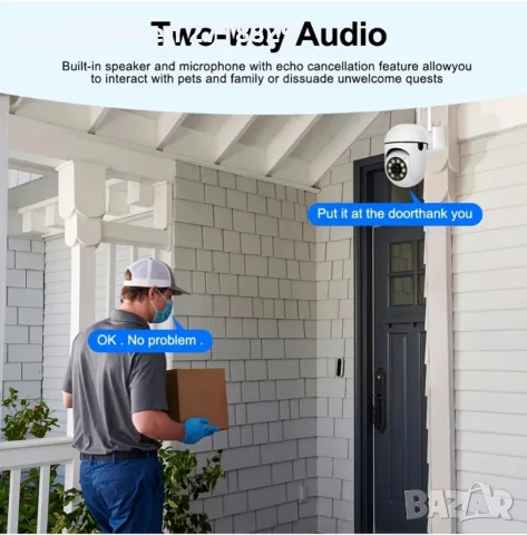 2 броя WiFi Камери за Наблюдение,Камери за видеонаблюдение. 1080P HD, Външни, 4.0Х Зум, снимка 5 - IP камери - 55984770