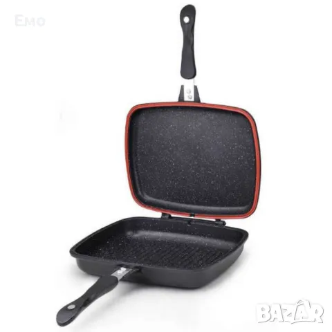 Тиган грил, двоен - 32x25cm, снимка 6 - Съдове за готвене - 48554572
