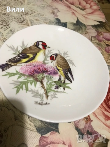 Английска чаша за чай костен порцелан птици, снимка 2 - Чаши - 53076226