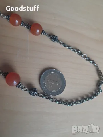 Ретро гердан, етно, карнеол, гранулация, 265к, посребрен бронз,

, снимка 2 - Антикварни и старинни предмети - 48652247