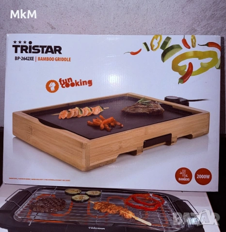 Страхотен Бамбуков дизайн електрическа скара/грил плоча, която е проектирана за лесно готвене, снимка 2 - Скари - 53686367
