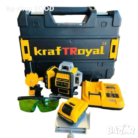Лазерен нивелир Kraft Royal, Самонивелиращ, 4D, Дистнационно, Жълт, 5VDC, 5Ah, снимка 6 - Други инструменти - 53742607