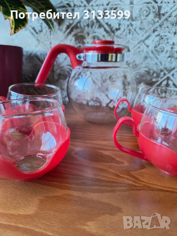 Кана и 5 чаши за кафе/чай на JENA GLAS, снимка 1 - Чаши - 44927695