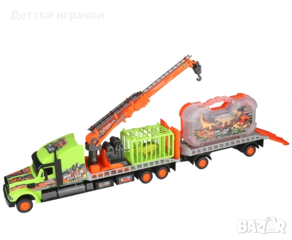 Камион с кран за превоз на Динозаври 90см, с динозаври комплект , снимка 2 - Коли, камиони, мотори, писти - 52826809