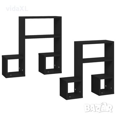 vidaXL Стенни рафтове, 2 бр, черни, 50x15x50 см, ПДЧ（SKU:807242, снимка 1