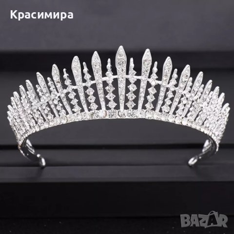 комплект корона тиара колие обеци сватбени аксесоари , снимка 5 - Аксесоари за коса - 42100199