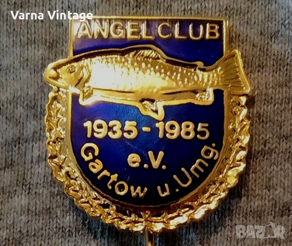Значка "ANGEL CLUB 1935-1985 e.V. Gartow u.Umg." 50 години риболовен клуб. месинг. ЛУКС. , снимка 2 - Колекции - 53211215