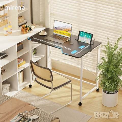 Сгъваемо бюро с колелца, компютърна маса с отделения за карти 18, снимка 6 - Бюра - 51657106