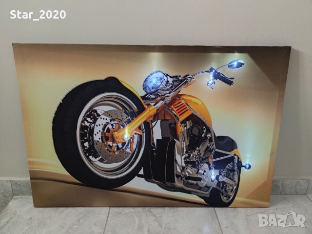 Светеща картина с Led осветление - Harley Davidson 2 , снимка 2 - Картини - 35685122