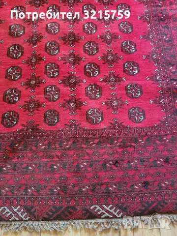 19С Рядък антикварен голям вълнен килим Бухара, 280х200см., снимка 7 - Антикварни и старинни предмети - 47812584