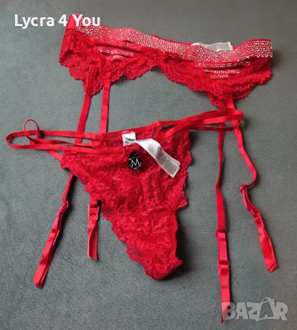 Censored M размер комплект в червено с чорапи, колан и прашка, снимка 12 - Бельо - 47740338