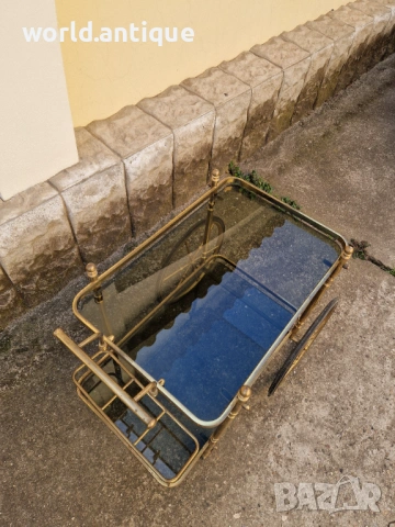 Прекрасна антикварна холандска бронзова количка за сервиране , снимка 7 - Антикварни и старинни предмети - 53757298