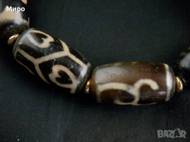 ГРИВНА ТИБЕТ НЕПАЛ ХИМАЛАИ ДЗИ МЪНИСТА ЩАСТИЕ И ДОБЪР КЪСМЕТ ЕСТЕСТВЕН АХАТ , снимка 4 - Антикварни и старинни предмети - 41866757