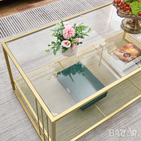 Стъклена холна маса / Масичка за кафе CKFZ-21404-GD, снимка 5 - Маси - 38952003