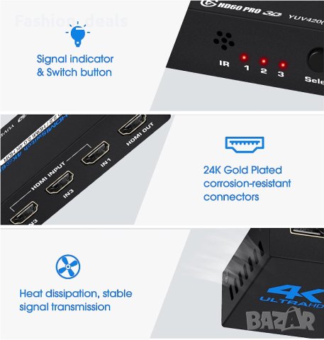 Нов HDMI превключвател за Fire Stick HDTV PS4/5 игра Конзоли компютър, снимка 5 - Друга електроника - 41465403