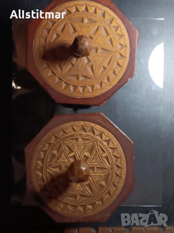 Сет от два дървени декоративни бурканa, снимка 4 - Декорация за дома - 53115541