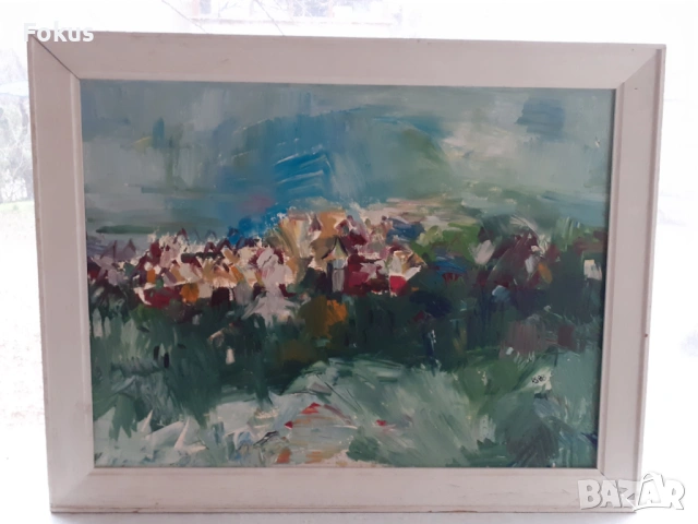 ГОЛЯМА СТАРА МАЙСТОРСКА КАРТИНА МАСЛО НА ПЛАТНО АБСТРАКЦИЯ